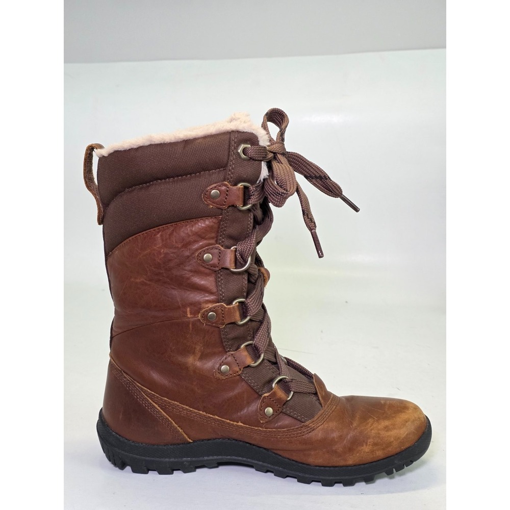 Timberland Mount Hope Women's Winter Boots Size 7.5 Brown Tan Leather Lace Shoes - Picture 3 of 11